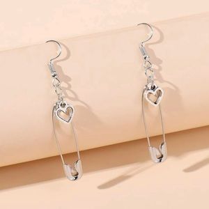 Safety Pin Heart Earrings
